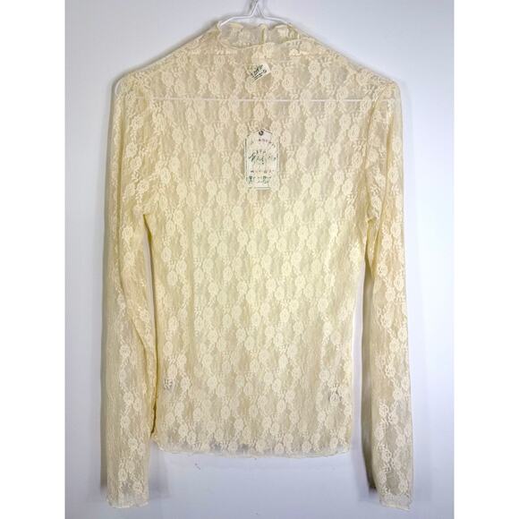 Vintage inspired lace stretch ivory women's top size M - Picture 7 of 8